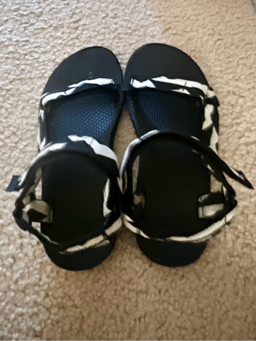 Teva Kids Black Sandals with White Patterned Straps
